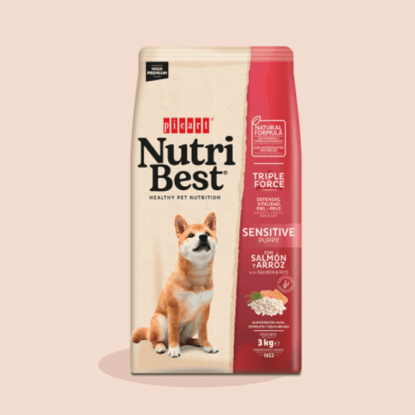 Visuel informatif des croquettes nutribest puppy sensitiveCarasco Pet Food